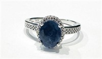SUPERB 2CT BLUE SAPPHIRE SOLITAIRE OVAL RING
