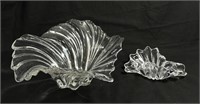 LOT OF 2 FREE FORM CENTERPIECE GLASS BOWLS