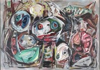 KAREL APPEL ABSTRACT OIL ON PAPER