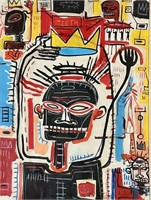 JEAN MICHEL BASQUIAT MIXED MEDIA ABSTRACT LARGE