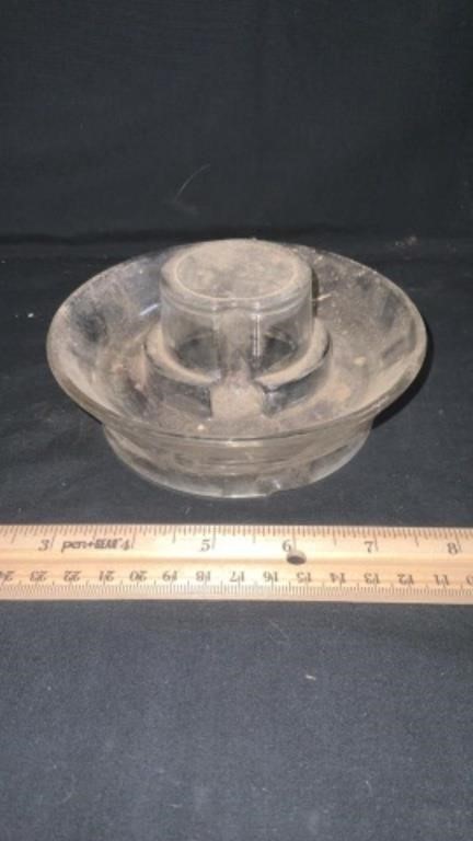 Vintage Glass Chicken Feeder