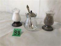 Sterling Silver Base S&P Shakers & Mustard Pot