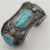 NATIVE AMERICAN STERLING SILVER TURQUOISE CORAL