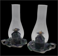 2pc Pottery  Oil Candle Stick Holder
