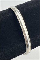 925 Silver Milgrain Edge Bangle Cuff Bracelet