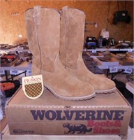 New 1986 Wolverine safety steel toe leather boots