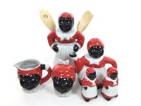 (11pc) Vtg Black Americana Shakers, Teapot