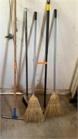 Broom and two squeegees