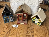 3 Decorative Wooden Bird Houses
