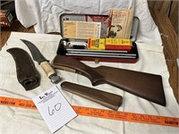 Gun Cleaning Kit, Gun Stock, Knife