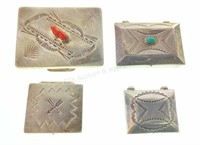 (4) Assorted Navajo Silver Pill Boxes