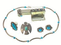 Navajo Silver & Turquoise Ring, Earrings