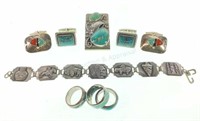 Sterling & Navajo Silver Rings, Cufflinks