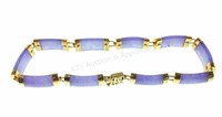 10k Yellow Gold Chinese Lavender Jade Bracelet