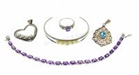 Sterling, Pearl, Amethyst, & Aquamarine Jewelry