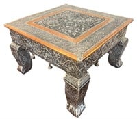 Inlaid Copper and Metal Indian Stool