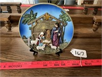 Lighted Nativity Plate & Stand