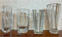 Four Crystal Glass Vases, Rosenthal, Baccarat