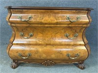 MARQUETRY INLAID KETTLE FORMED 3 DRAWER CHEST