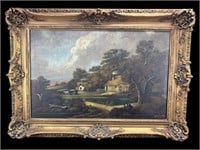 ANTIQUE ORNATE FRAMED H FOURNIER OIL ON CANVAS