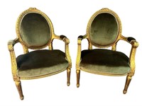 PR OF GOLD DECORATED LOUIS XVI STYLE CHAIRS