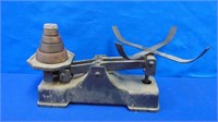 Vintage Cast Balance Beam Scale & Weights