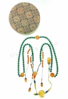 Antique Chinese Mandarin Jade & Agate Necklace