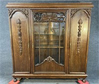 MONUMENTAL HEAVY CARVED OAK BOOKCASE