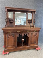 WALNUT VICTORIAN STYLE BUFFET WITH MIRROR