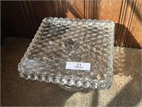 Square Clear Glass Cake Stand