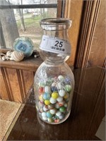 Highland Glass Milk Bottle with Marbles
