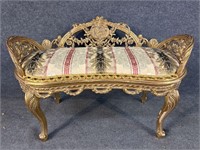 GOLD DECORATED FRENCH STYLE CARVED BENCH