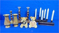Candle Sticks, Vases And Bears