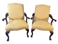 PR OF CHIPPENDALE OPEN ARM CHAIRS