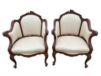 PR OF FRENCH WALNUT PARLOR CHAIRS