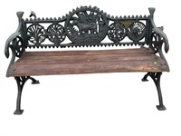 HEAVY CAST IRON AND WOOD BENCH