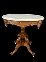 VICTORIAN OVAL MARBLE TOP TABLE