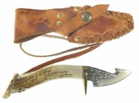 Fixed Blade Hunting Knife W/ Antler Handle