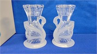 24% Crystal Swan Candle Holders