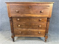 SOLID WALNUT 19TH CENT. 4 DRAWER CHEST