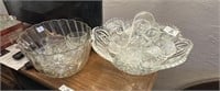 Pressed Glass Punch Bowl w/Cups and Ladle