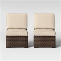 Halsted 2pk Armless Patio Sectional Chairs Tan