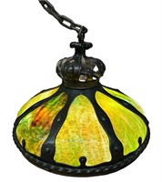 Arts and Crafts Leaded Glass Chandelier