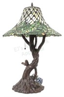 Art Nouveau Style Stained Glass Table Lamp, Birds