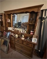 Large Oak Dresser With Mirror