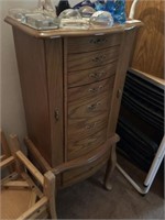 Wood 6 Drawer Upright Jewelry Chest