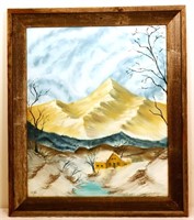 Framed, signed oil on canvas of mountain scene