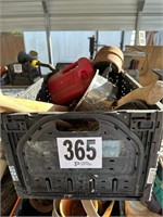 Box Lot (Axe Heads, Handles, Gas Can, Pot, More)