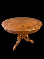 ITALIAN CARVED INLAID DRUM TABLE