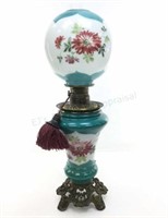 Electric Converted Hand Painted Parlor Lamp